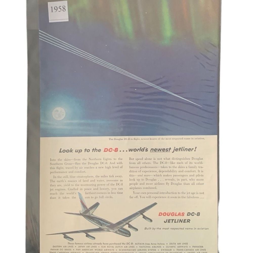 Vintage 1958 Douglas DC-8 Jetliner The Worlds Newest Ad Advertisement